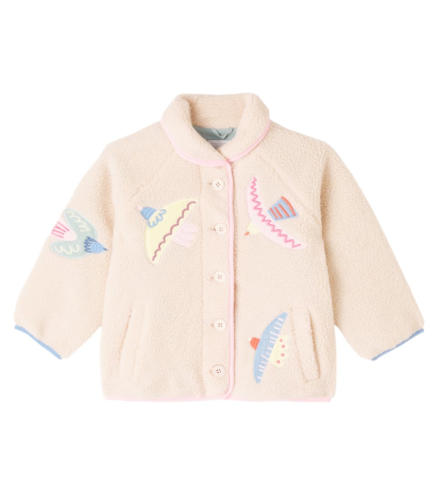 Stella Mccartney Embroidered-birds Fleece Jacket In Neutral