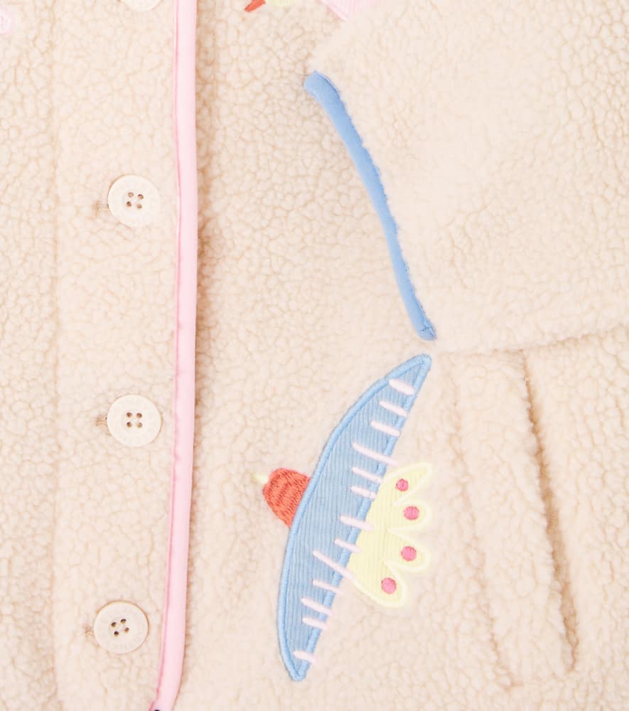 Stella Mccartney Embroidered-birds Fleece Jacket In Neutral