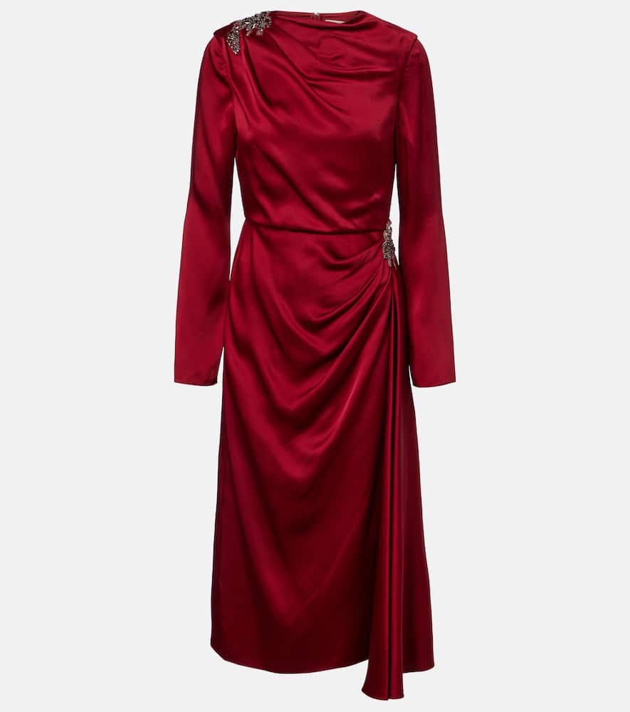 Erdem Crystal-embellished Satin Cady Cocktail Dress In Black