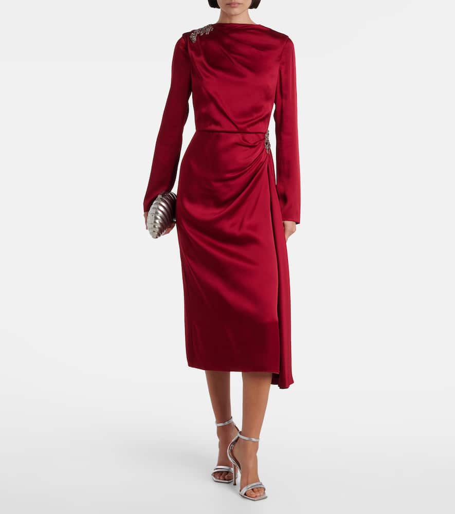 Erdem Crystal-embellished Satin Cady Cocktail Dress In Black