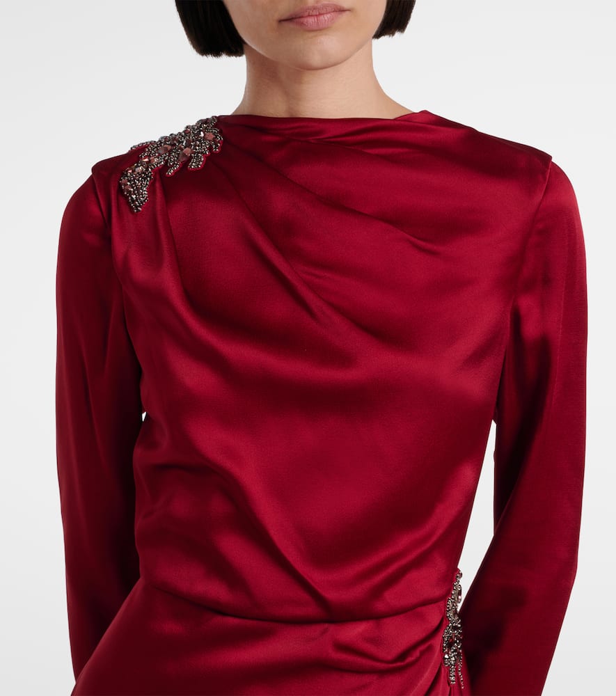 Erdem Crystal-embellished Satin Cady Cocktail Dress In Black