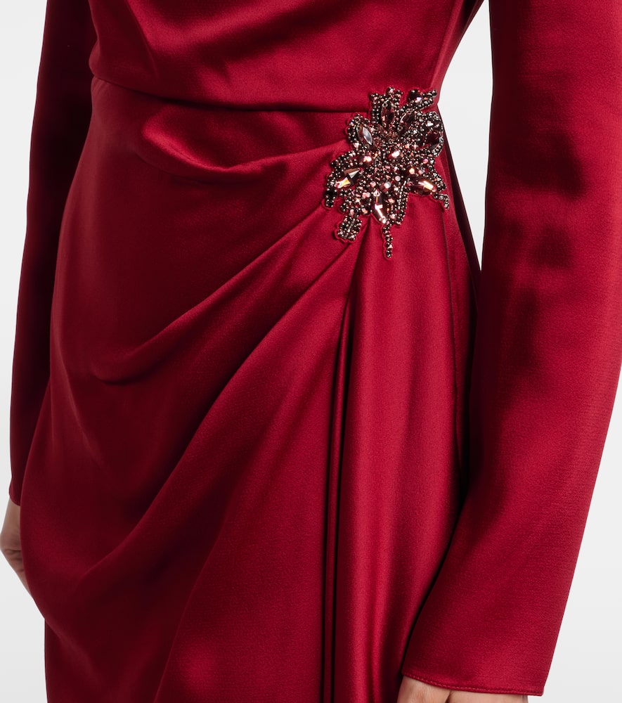 Erdem Crystal-embellished Satin Cady Cocktail Dress In Black