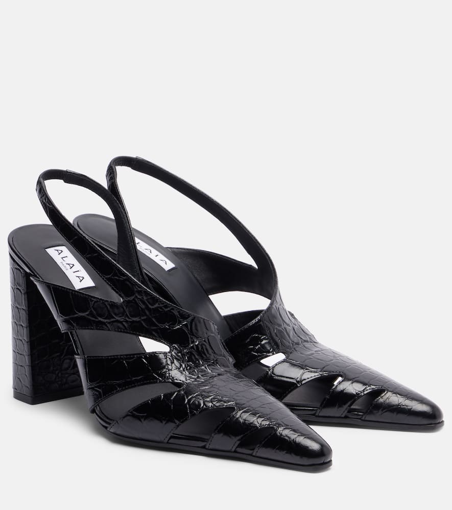 Alaïa Cut Out 90 Leather Slingback Pumps In Black