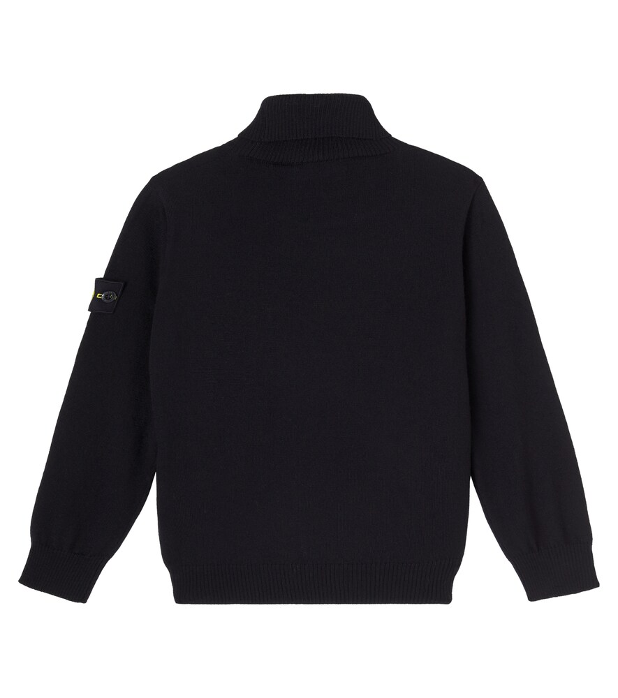  Stone Island Junior Stone Island Junior Compass Virgin Wool Turtleneck Sweater 
