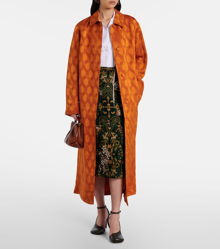 Dries Van Noten Printed Coat In Orange