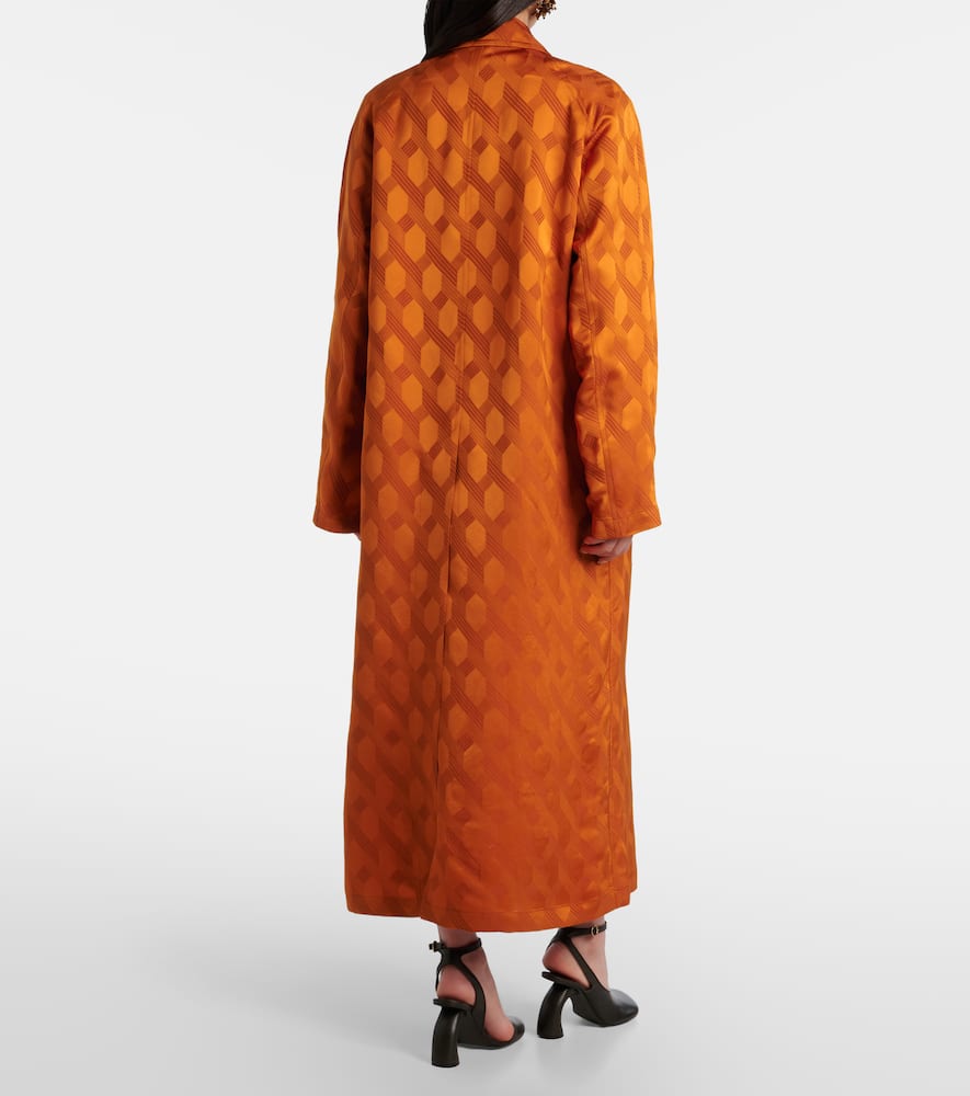 Dries Van Noten Printed Coat In Orange