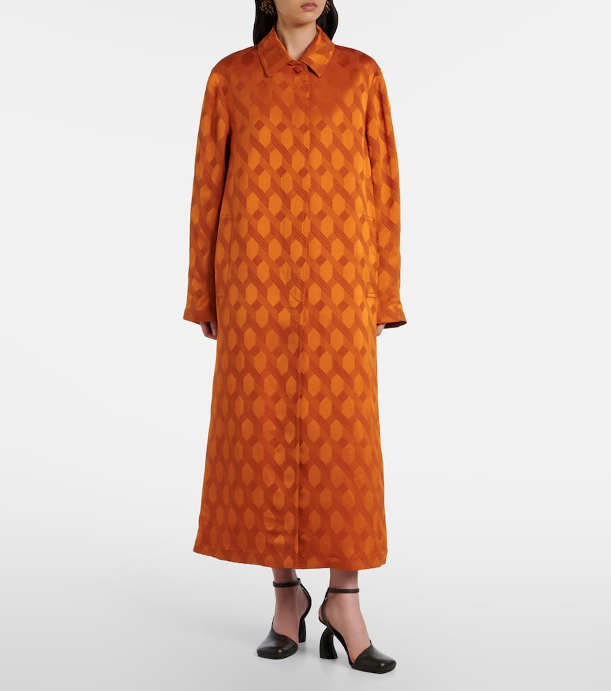 Dries Van Noten Printed Coat In Orange