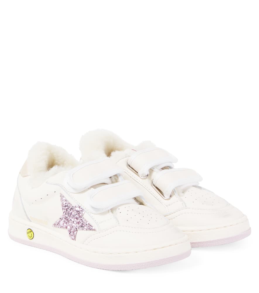 Golden Goose Ball Star Glitter Leather Sneakers In White