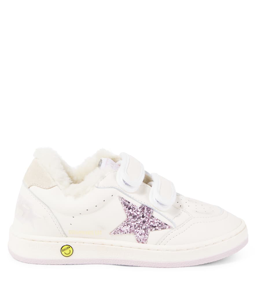 Golden Goose Ball Star Glitter Leather Sneakers In White