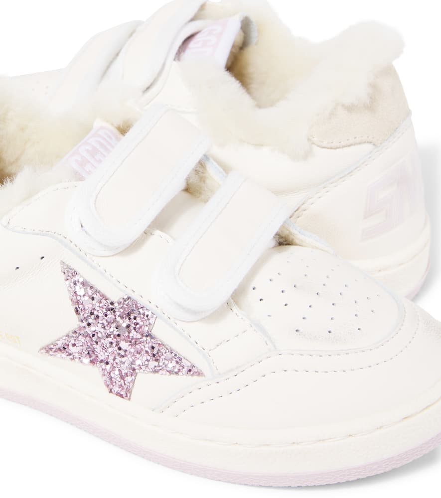 Golden Goose Ball Star Glitter Leather Sneakers In White