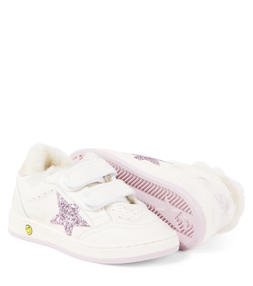 Golden Goose Ball Star Glitter Leather Sneakers In White
