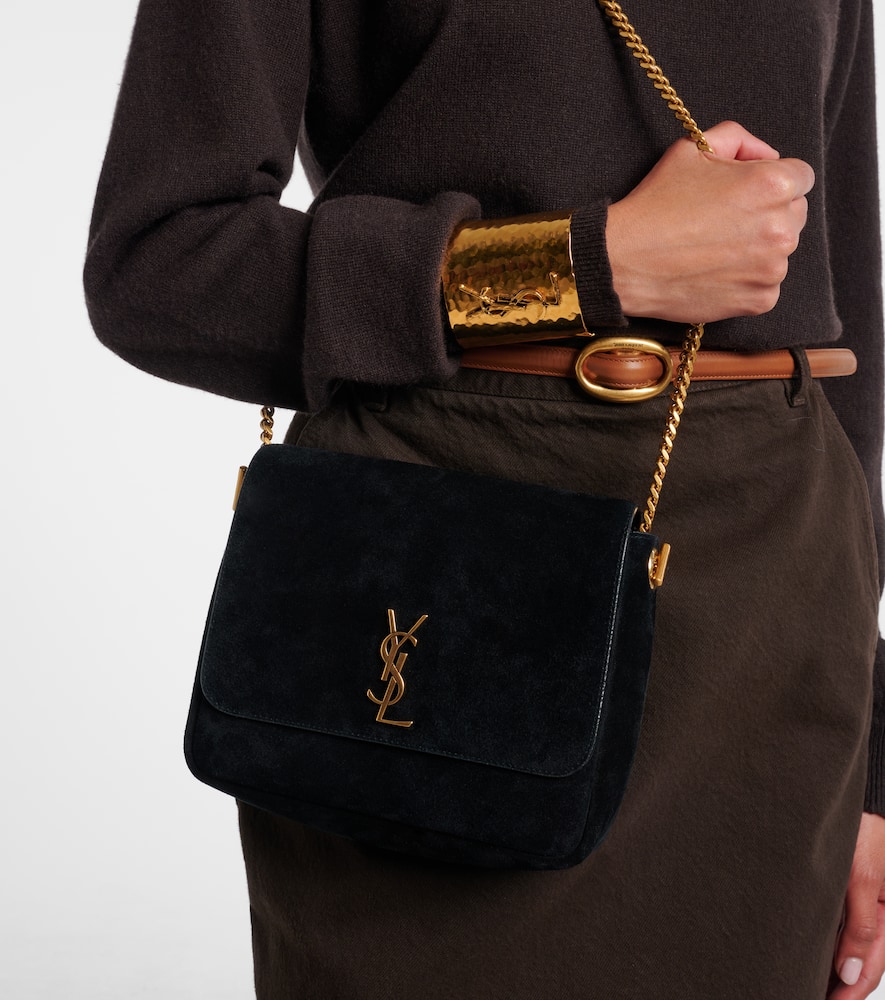 Saint Laurent Kate Suede Shoulder Bag In Black