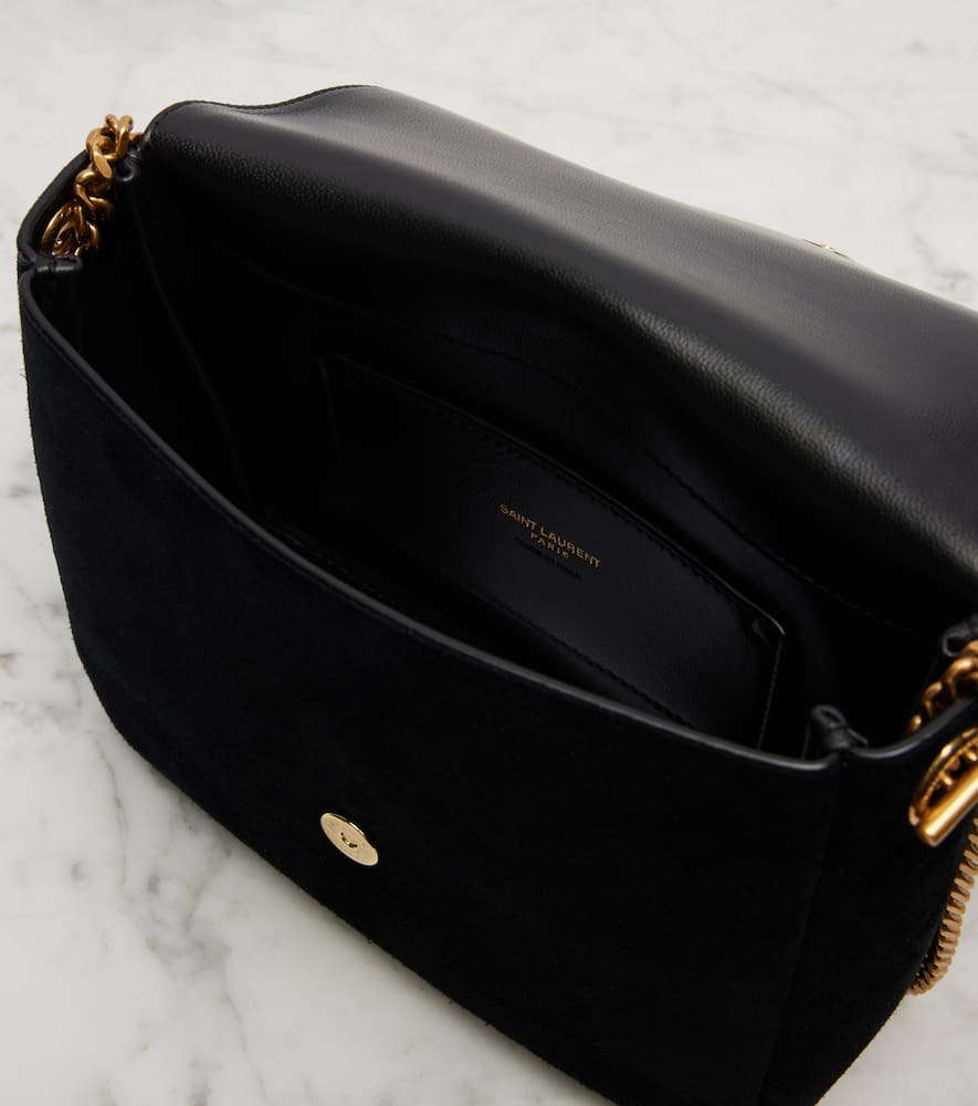 Saint Laurent Kate Suede Shoulder Bag In Black