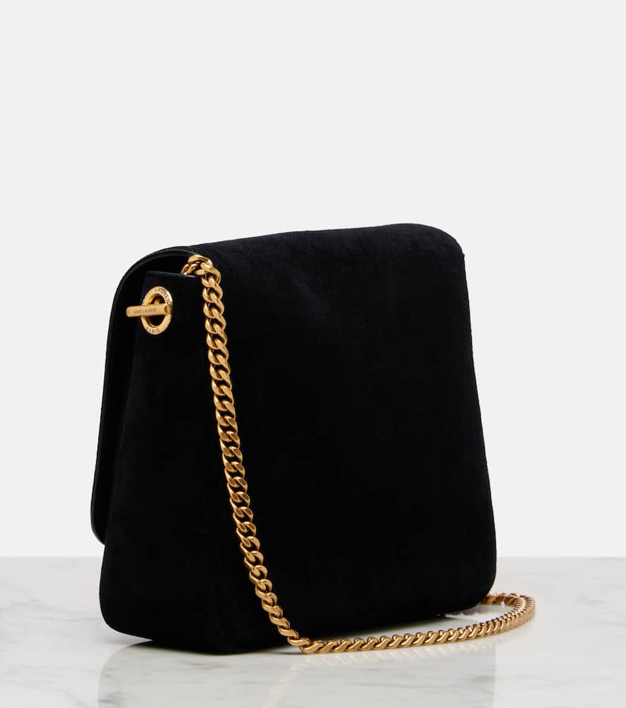 Saint Laurent Kate Suede Shoulder Bag In Black