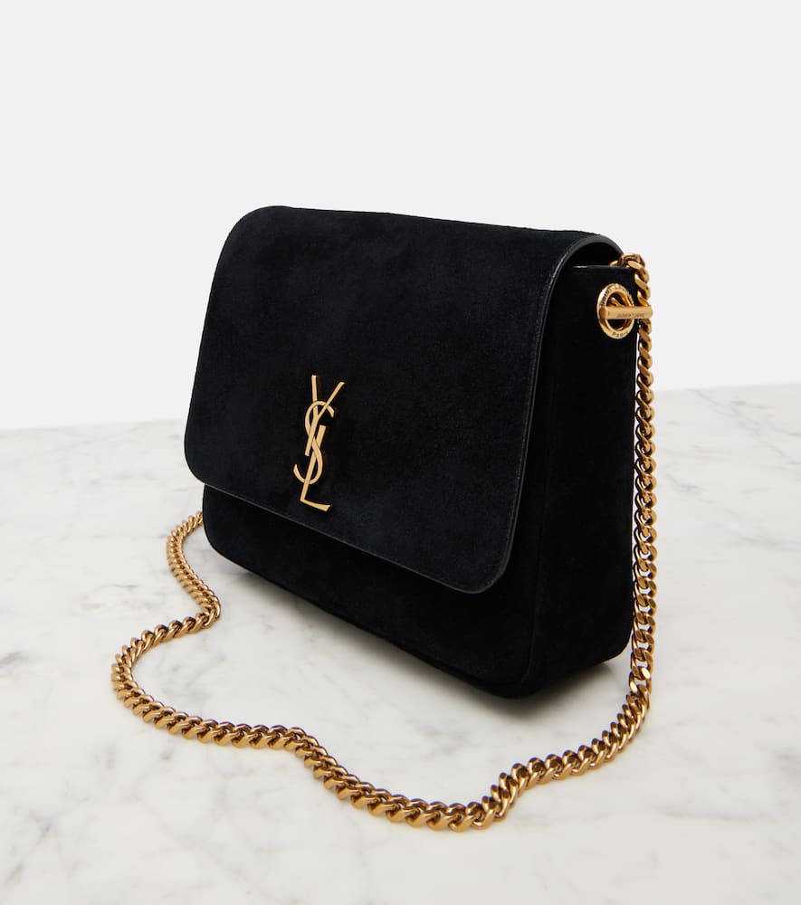 Saint Laurent Kate Suede Shoulder Bag In Black