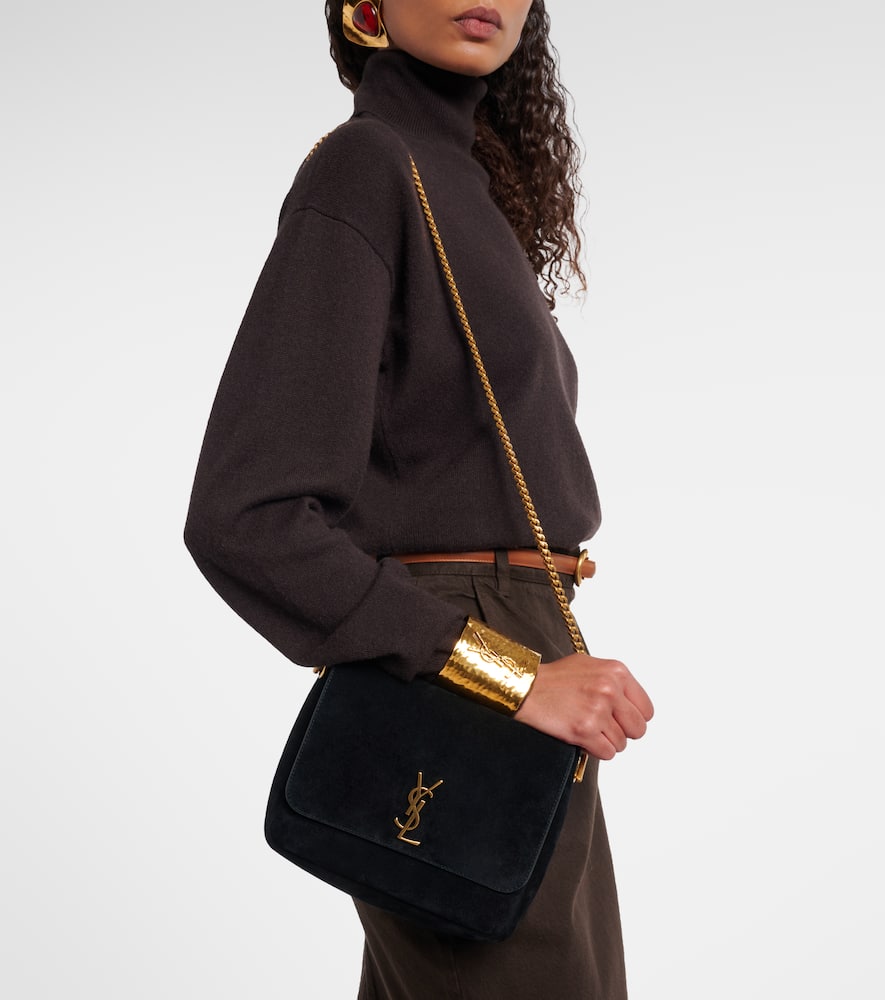Saint Laurent Kate Suede Shoulder Bag In Black