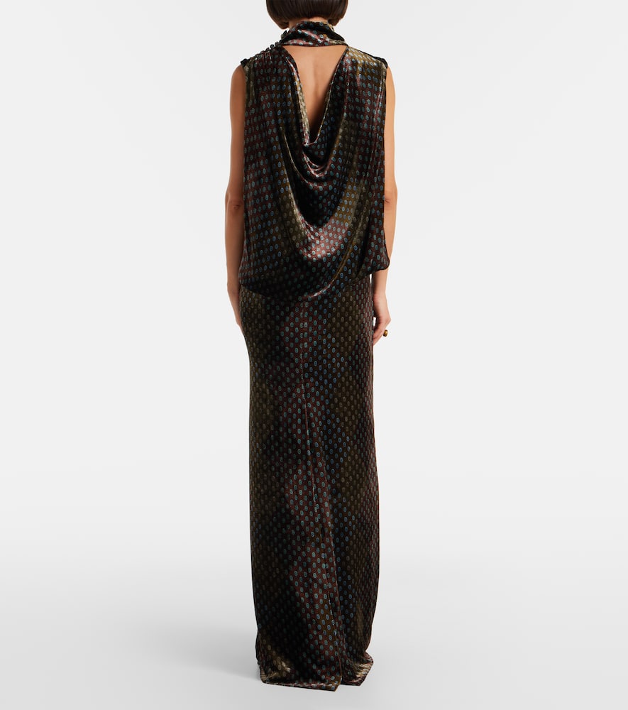 Dries Van Noten Printed Satin Maxi Dress In Green