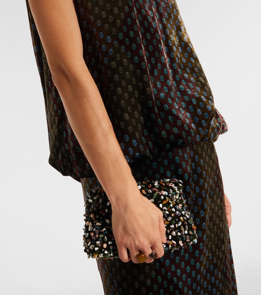 Dries Van Noten Printed Satin Maxi Dress In Green