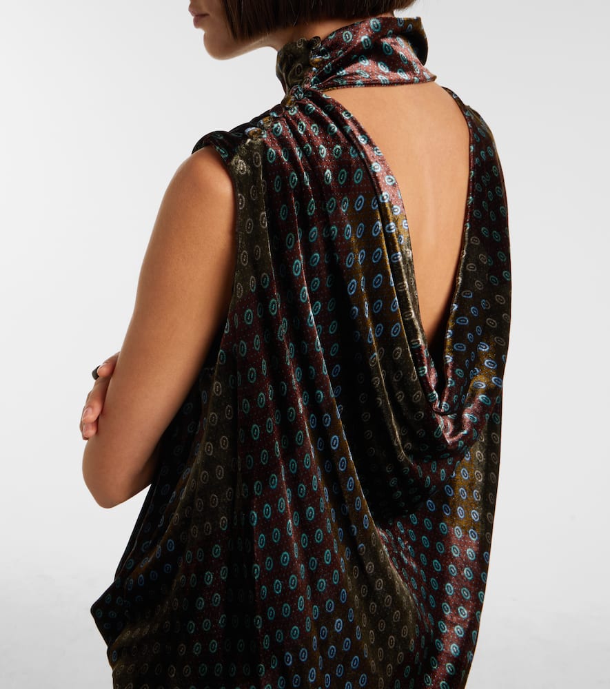 Dries Van Noten Printed Satin Maxi Dress In Green