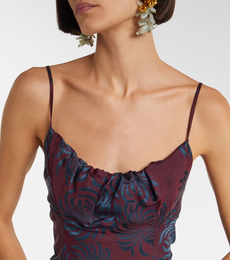 Dries Van Noten Floral Jacquard Midi Dress In Purple