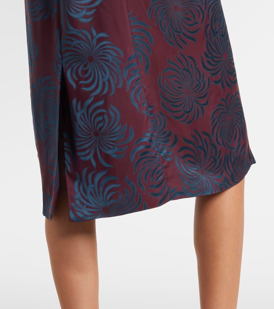 Dries Van Noten Floral Jacquard Midi Dress In Purple