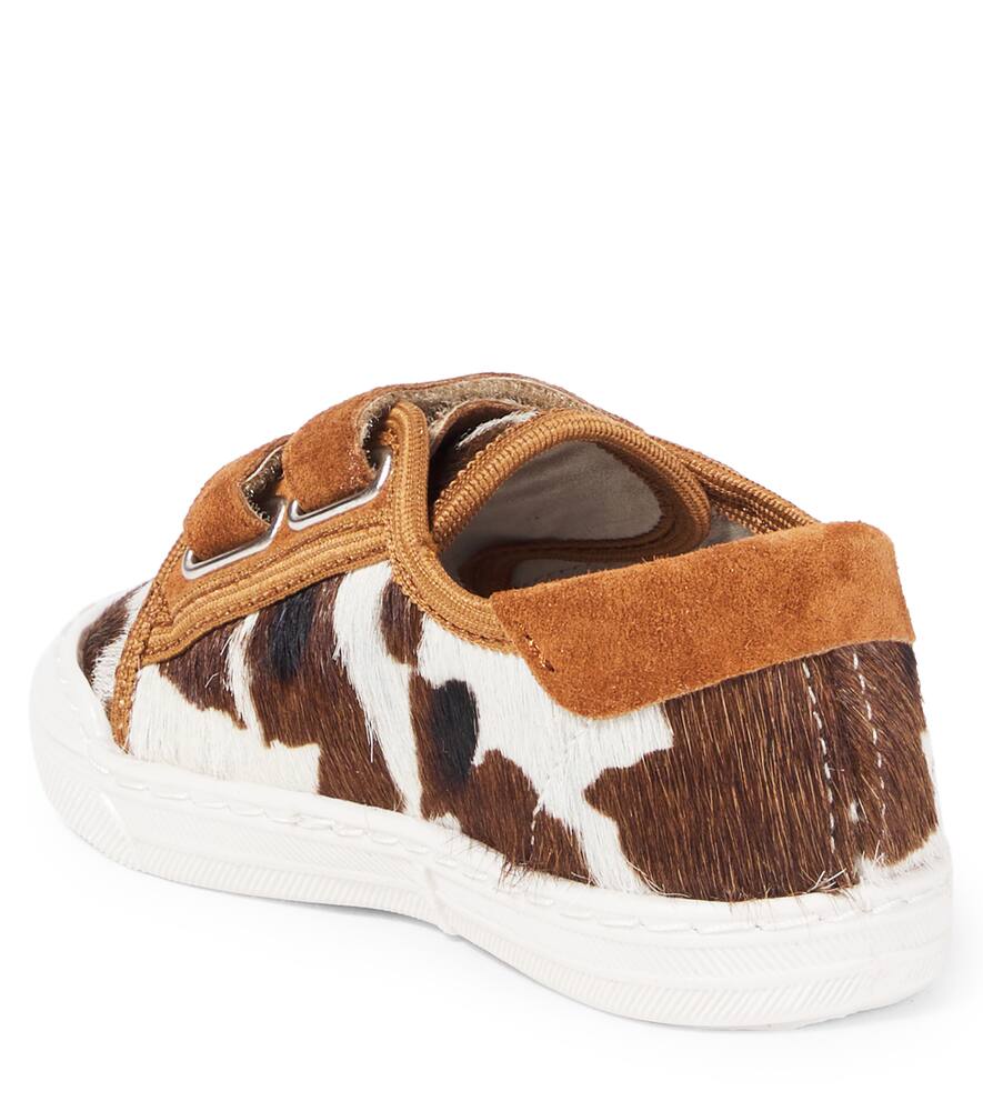 Pèpè Printed Calf Hair And Suede Sneakers In Brown