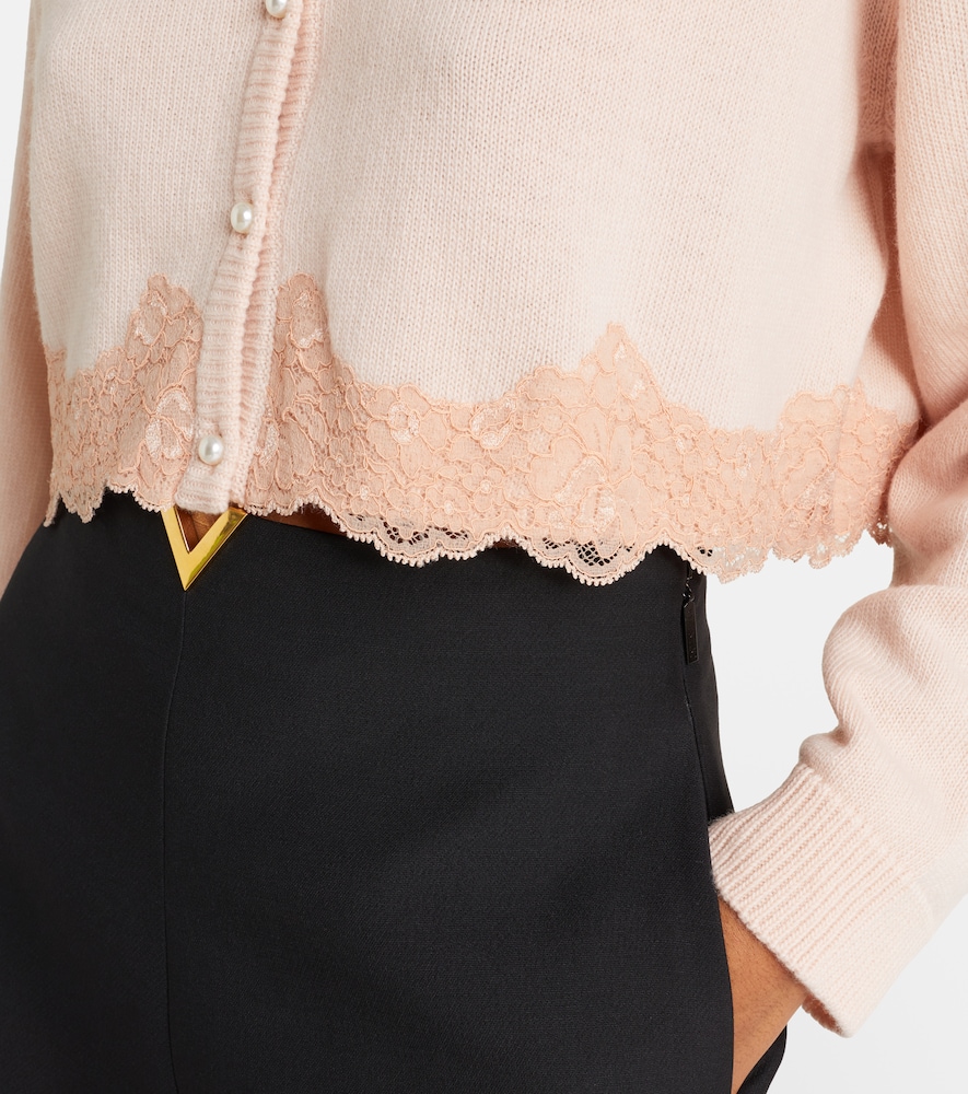 Lace-Trimmed Cropped Virgin Cardigan