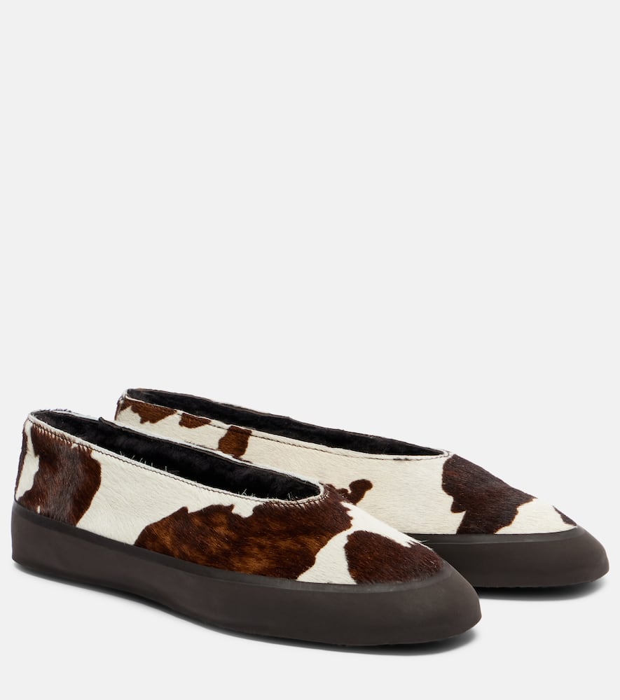 Le Monde Beryl Le Monde Béryl Apres Ski Printed Calf Hair Ballet Flats In Brown