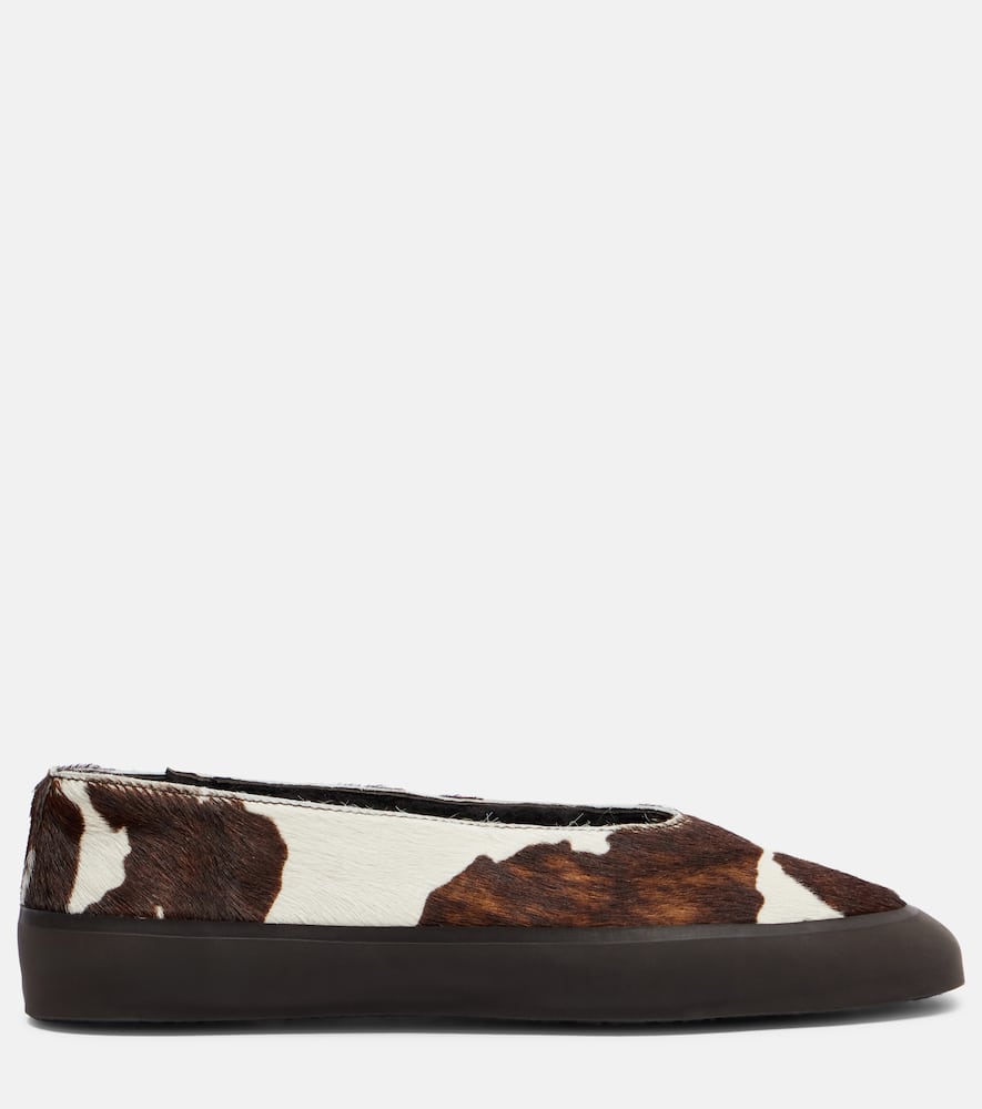 Le Monde Beryl Le Monde Béryl Apres Ski Printed Calf Hair Ballet Flats In Brown