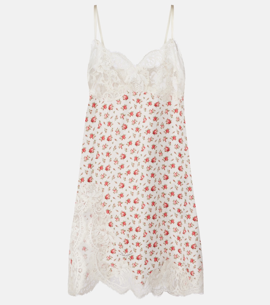 Dolce & Gabbana Floral silk and cotton-blend slip dress