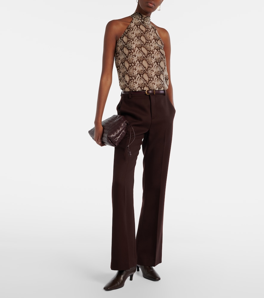 Nili Lotan Alla snake-print halterneck silk top