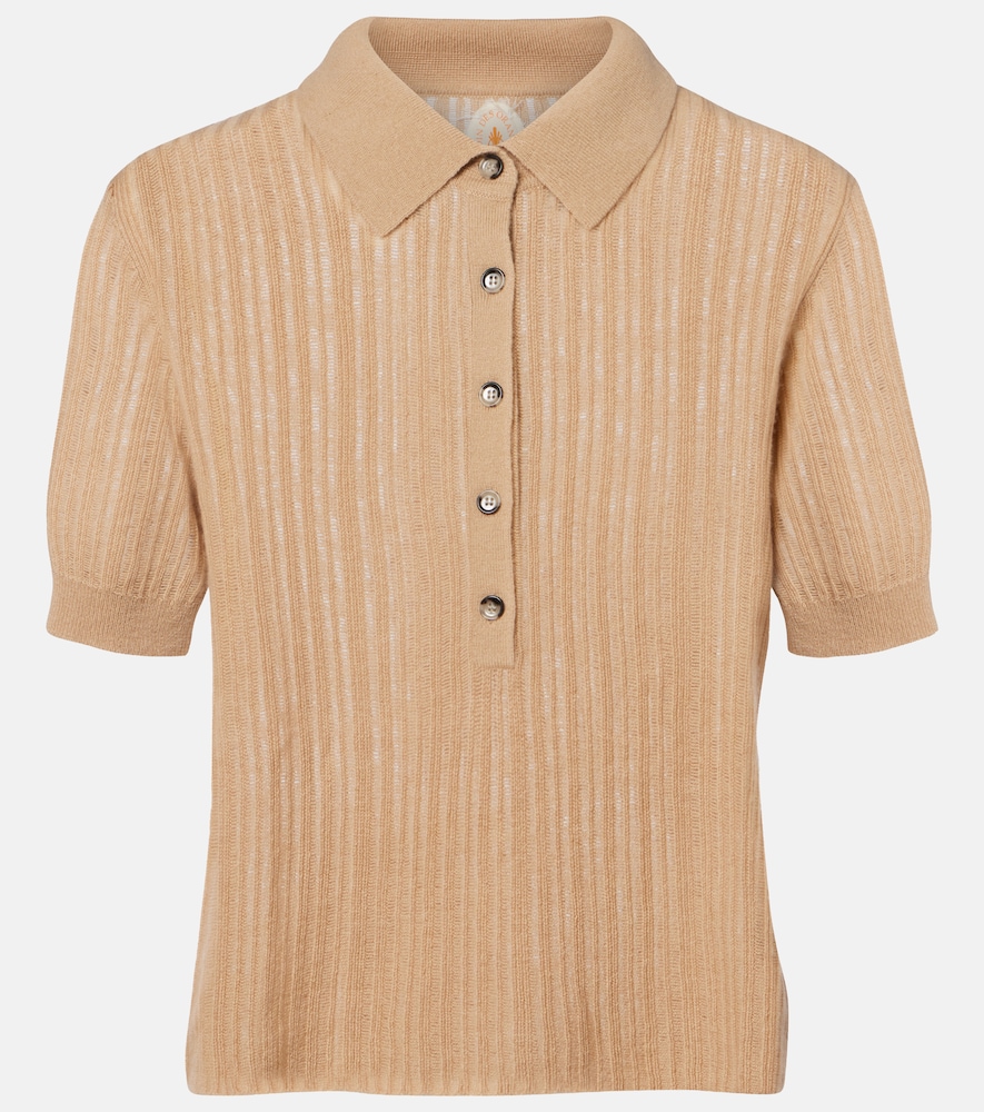 Jardin des Orangers Ribbed-knit cashmere polo shirt