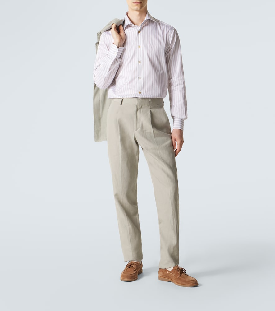  Kiton Kiton Striped Cotton Poplin Shirt 