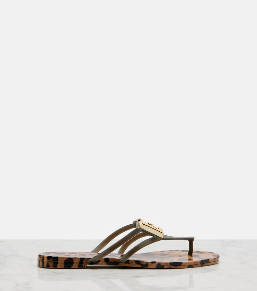  Dolce&gabbana Dolce&gabbana Dg Leopard-print Thong Sandals 