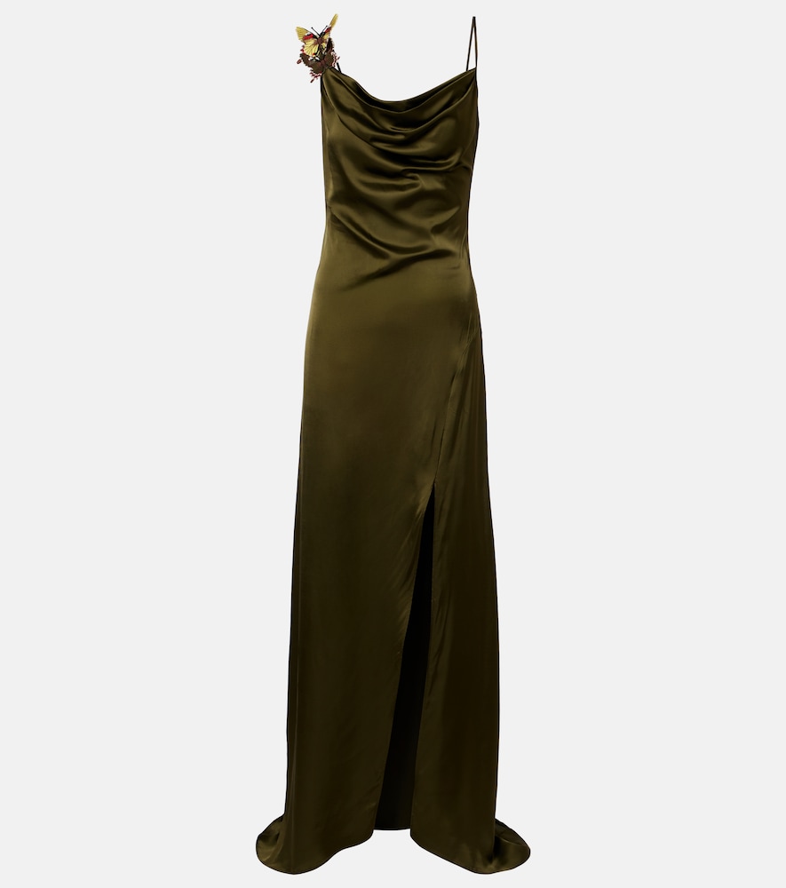 Blumarine Appliqué satin gown