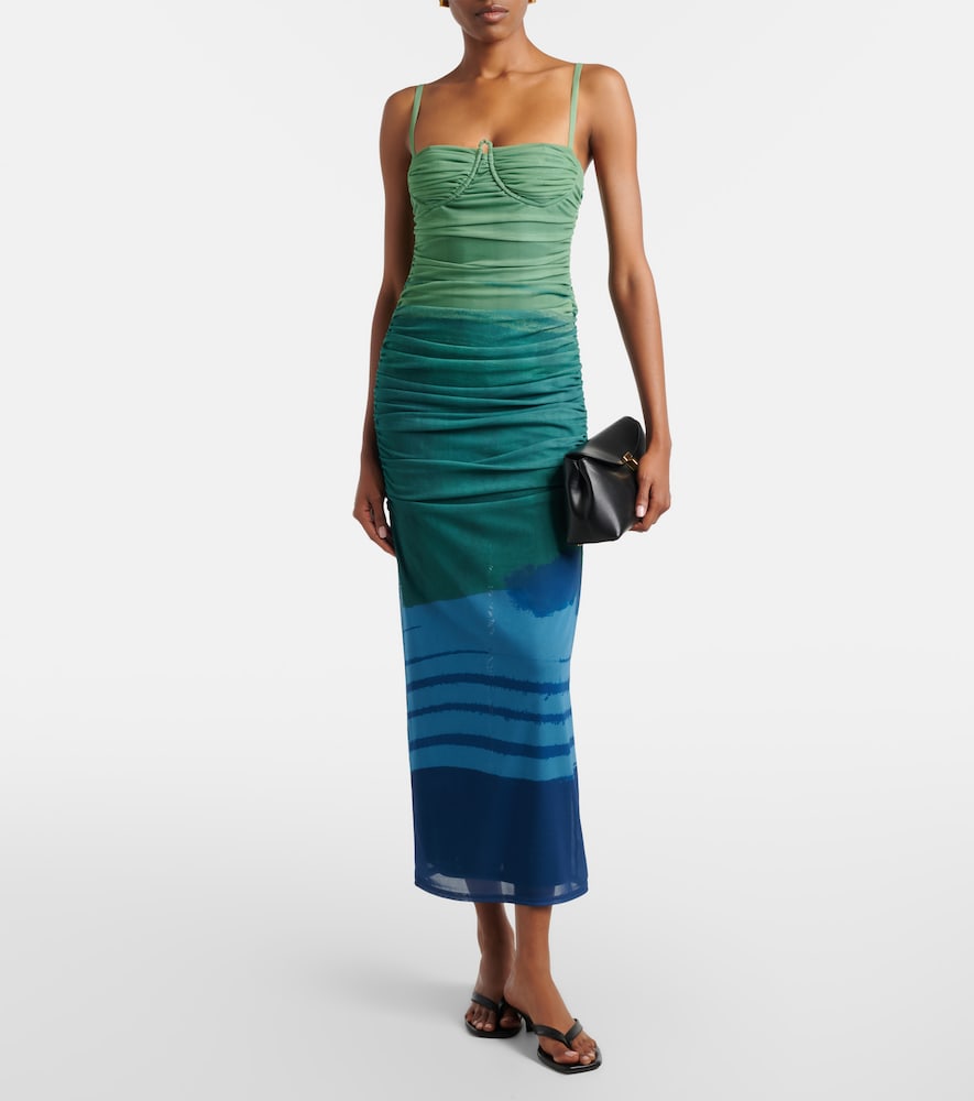 SIR Draped printed mesh maxi dress | Thumbnail 5