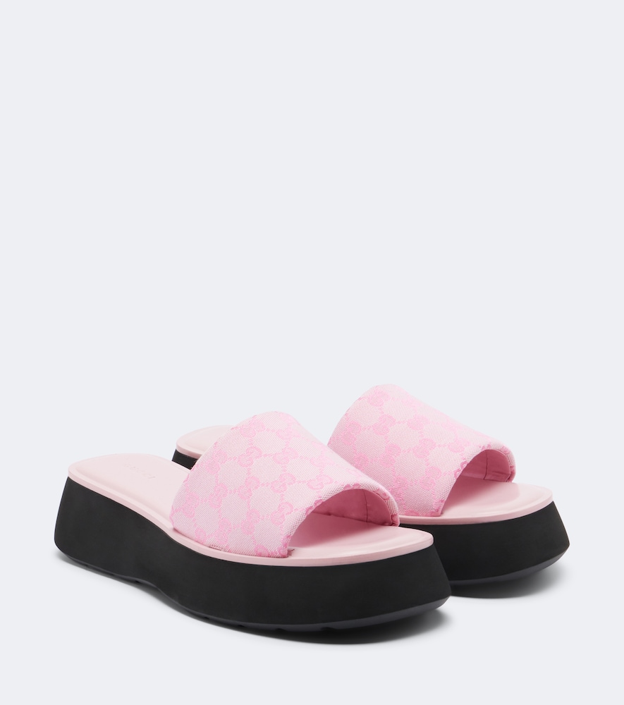 Sandali GG in canvas con plateau