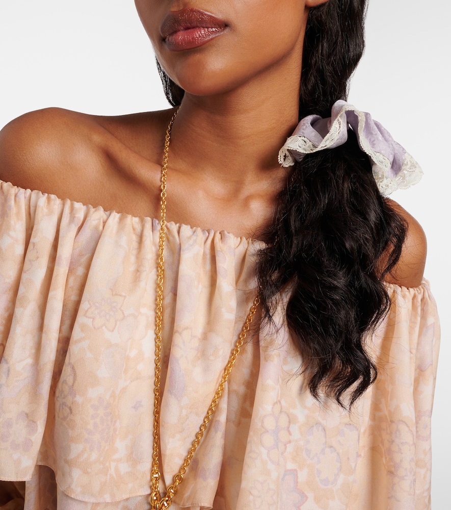  Chloe Chloe Lace-trimmed Floral Silk Jacquard Scrunchie 