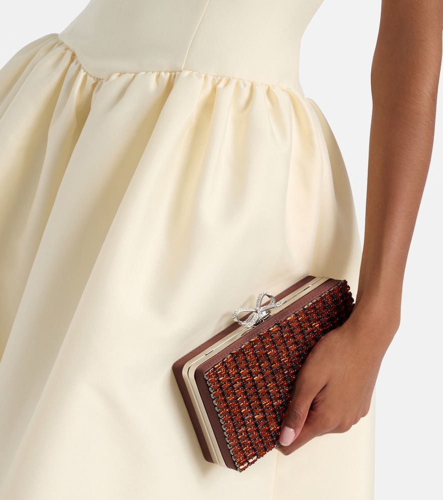 Bow Crystal-Embellished Clutch