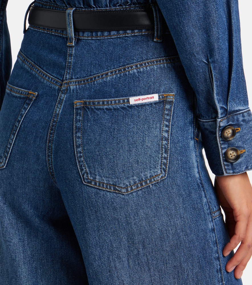  Self-portrait Self-portrait Belted Denim Jumpsuit 