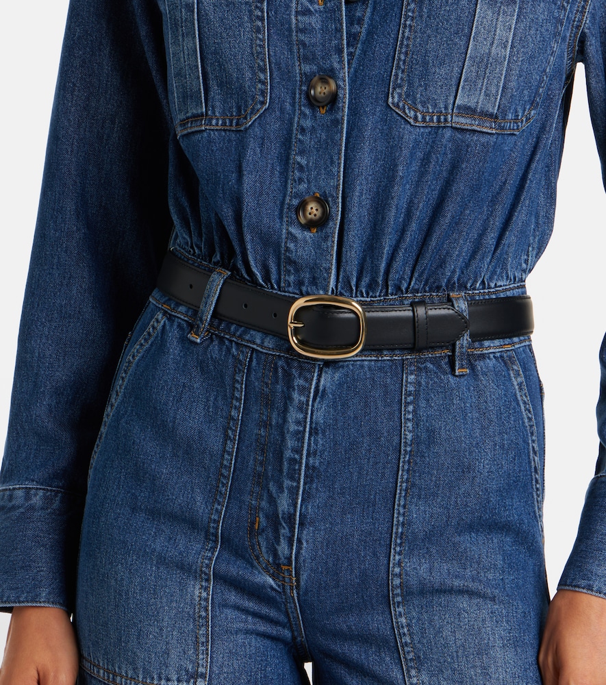  Self-portrait Self-portrait Belted Denim Jumpsuit 