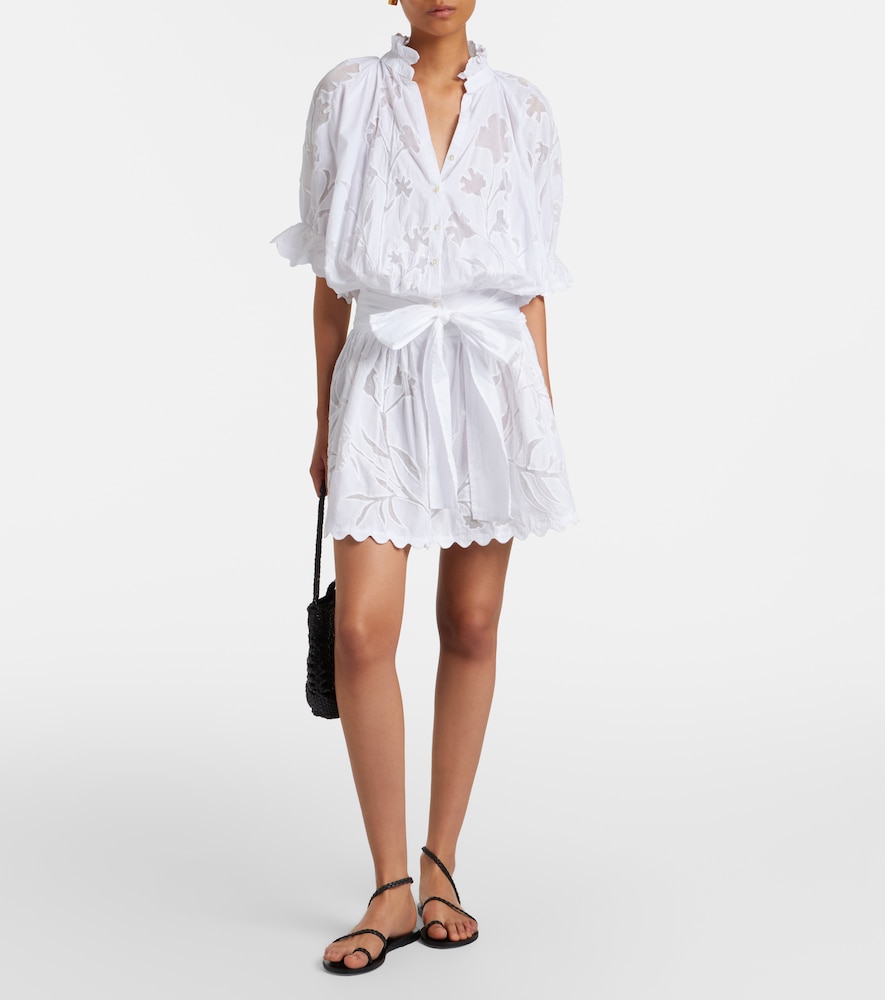 Juliet Dunn Embroidered cotton minidress