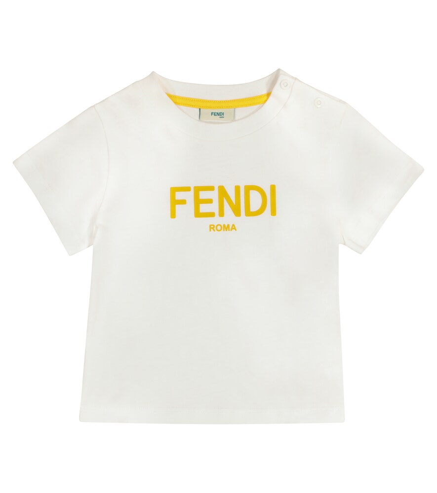 Fendi Baby Logo Cotton T-shirt In White 
