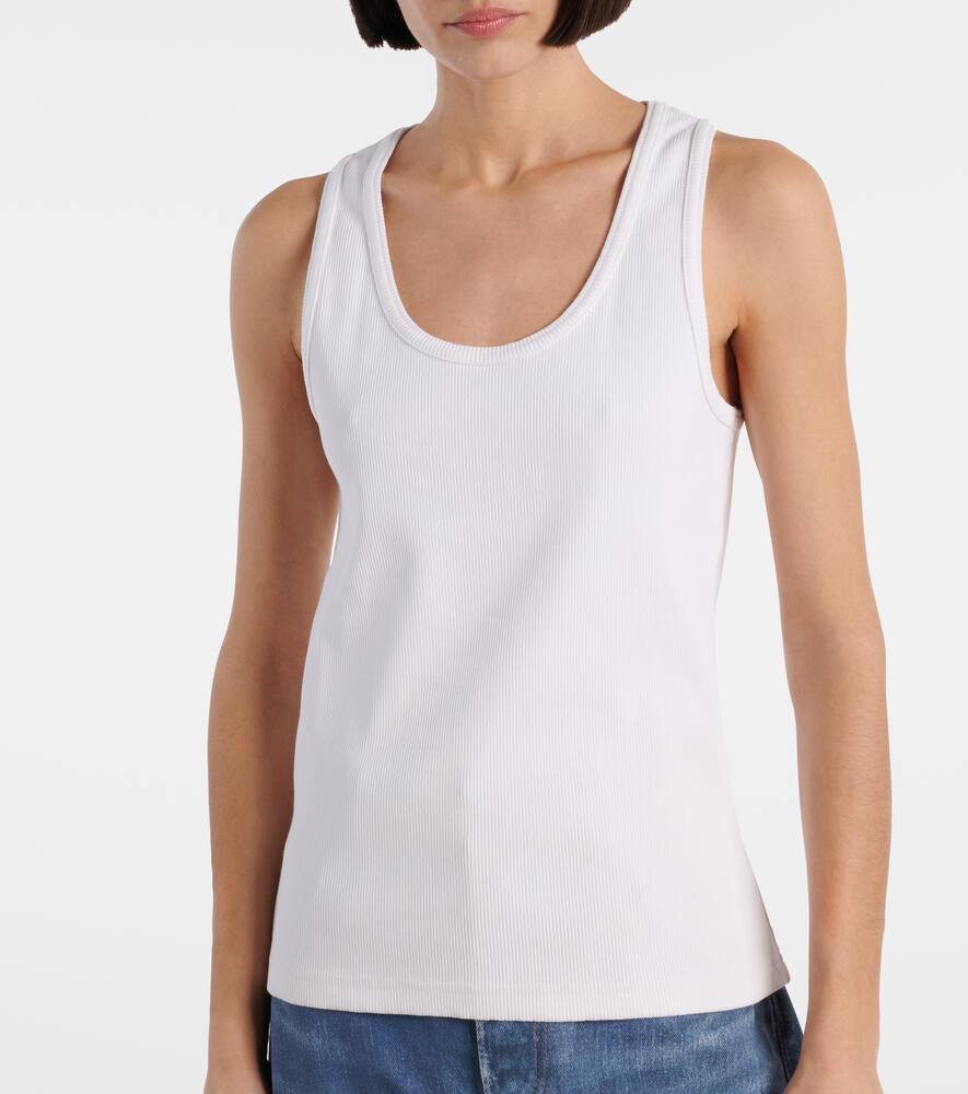 Shop Bottega Veneta Cotton-blend Tank Top In White