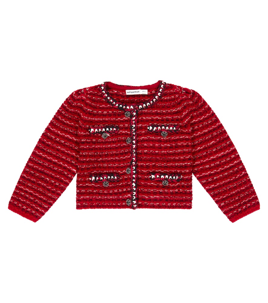 Self-Portrait Kids Mélange wool and cotton cardigan