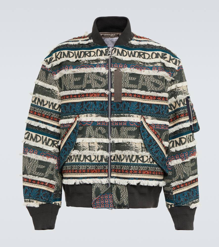 Sacai Multicolor Eric Haze Edition Jacquard Bomber Jacket In Green