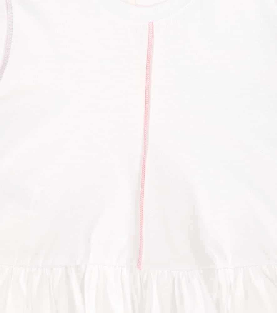 Il Gufo Cotton Jersey Peplum Top In White/rose