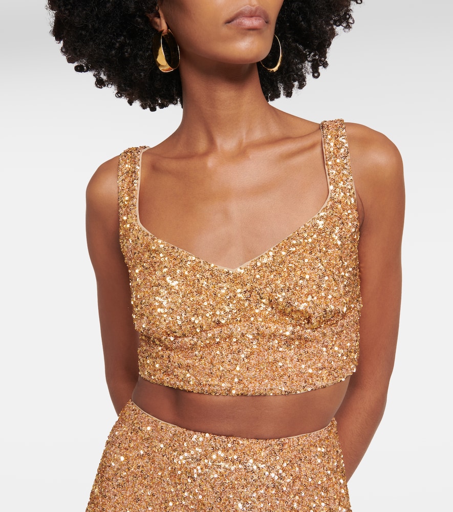  Self-portrait Self-portrait Sequined Cropped Top 