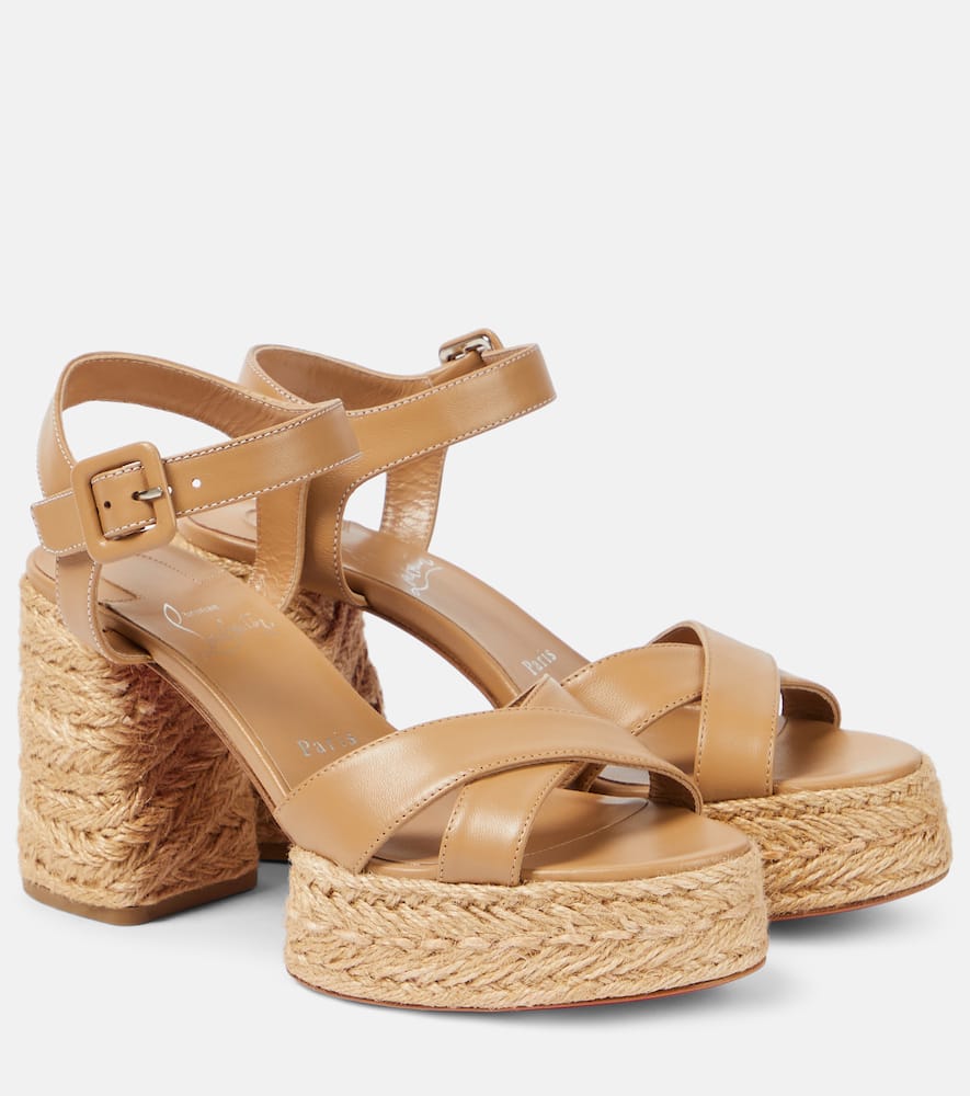 Christian Louboutin Calakala 70 Leather Espadrille Sandals In Brown