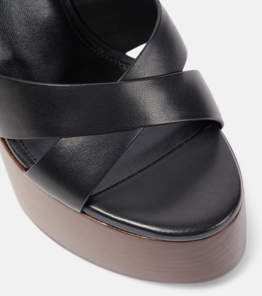 Shop Saint Laurent Bianca 85 Leather Platform Sandals In Schwarz